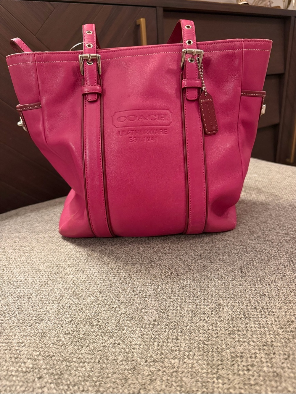 VTG 2005 Coach Hamptons Gallery Leather East West Tote Bag Pink Y2K 8E92